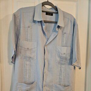 Tasso Elba Blue Cuban Guayabera Size XL